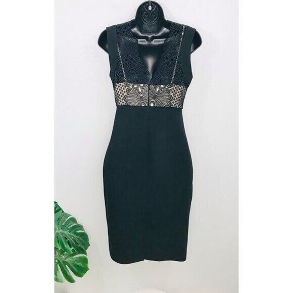 LOVER Revolve Camelia Bonded Pencil Dress Black Cocktail, 8 -NWT - Picture 3 of 11